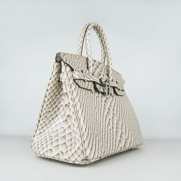 Replica Hermes Birkin 30CM Fish Veins Leather Bag Cream 6088 On Sale - Click Image to Close